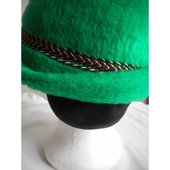 Vintage Bright Green Tyrolean / alpine Fedora like style hat w/ ear flaps - Picture 9 of 10